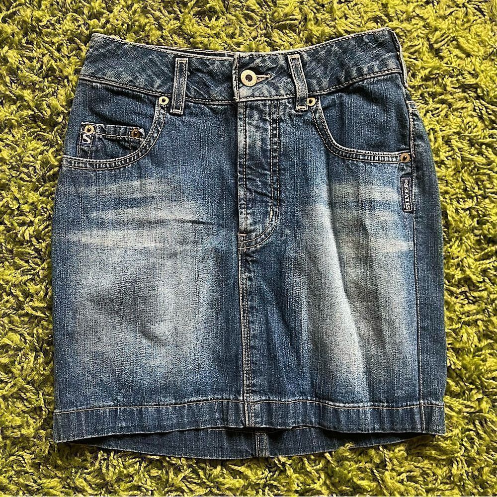 Y2K SILVER JEANS MINI SKIRT